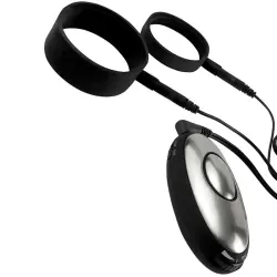 Электро-кольца Silicone Cock Straps на пенис и мошонку – черный