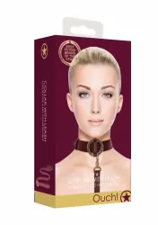 Элегантный ошейник с поводком Shots toys Ouch Ouch! - Collar With Leash, 110 см, экокожа, красный