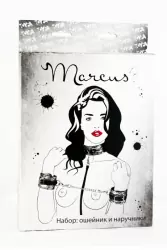 Кружевной набор ошейник и наручники TOYFA Marcus – серебристый