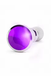 Серебряная анальная пробка с с сапфировым кристаллом Silver Plug - Purple Sapphire  14 см.