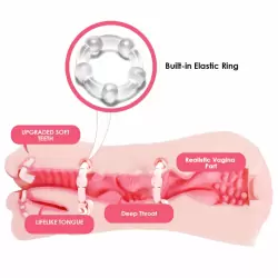 Debby Двухсторонний мастурбатор вагина и ротик с язычком и мягкими зубками