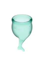Набор менструальных чаш Satisfyer Feel secure Menstrual Cup, 15 и 20 мл, силикон, зеленый