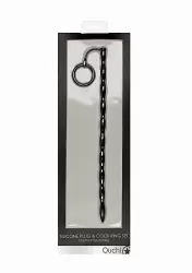 Стимулятор уретры с кольцом на головку Silicone Plug & Cock Ring Set