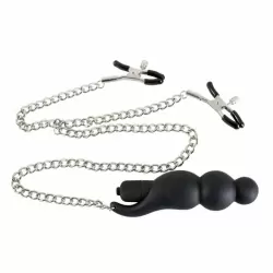 Зажимы на соски с мини вибратором Chained - серебристый