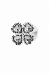 Серебряная анальная пробка с бриллиантовыми кристаллами в форме цветка -3,4 см.