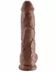 Реалистичный фаллоимитатор-гигант Pipedream King Cock 10 Cock with Balls, с мошонкой, 26,7 см, ПВХ, коричневый