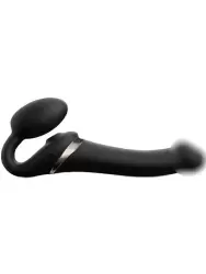 Анатомический страпон Strap-On-Me с 3 моторами, безремневой, размер M, черный