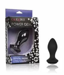 Анальная пробка Power Gem с кристаллом цвета алмаза - черный с серебристым