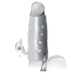 Насадка Deluxe Penis Enhancer со стимулятором клитора и вибрацией – прозрачная