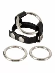 Подхват на мошонку Leder-Riemen, с 3мя съемными эрекционными кольцами, металл и кожа
