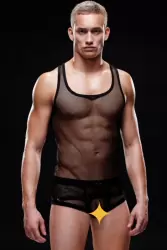 Черная мужская майка-борцовка - M/L