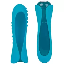 Дизайнерский мини массажер с двумя насадками Io - Blue