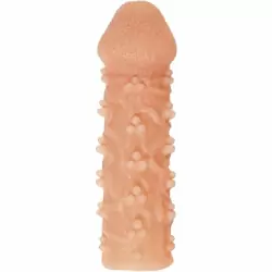 Реалистичная насадка на пенис с узором из мелких шариков и отверстием для мошонки «Cock sleeve» (средняя), Kokos