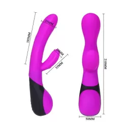 Вибратор двойного действия Hilary с воздушной подушкой-регулятором и функцией запоминания – малиновый