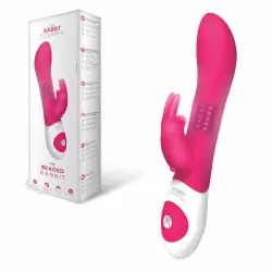 Многофункциональный вибратор с ротацией The Beaded Rabbit - малиновый