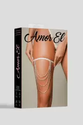 Подвязка с декоративной цепочкой в кристаллах, Amor El, размер OS, белая