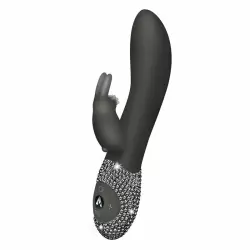 Великолепный вибромассажёр с кристаллами The Rabbit Company The Classic Rabbit Crystalized – чёрный