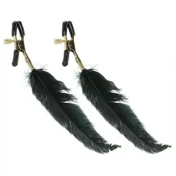 Зажимы для сосков Feather Nipple Clamps с перьями – черные с золотом