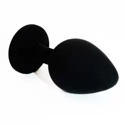 Средняя силиконовая анальная пробка Kanikule Medium с кристаллом – черный с зеленым