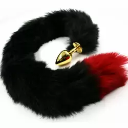 Средняя алюминиевая анальная пробка Kanikule Medium с хвостом из искусственного меха – золотистый