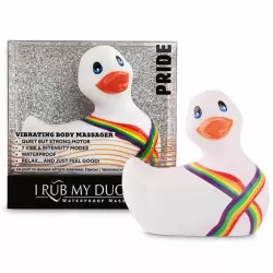 Вибратор-уточка Big Teaze Toys I Rub My Duckie 2.0, белый с радужным