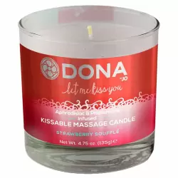 Вкусовая массажная свеча Dona Let Me Kiss You Strawberry Soufflé – клубничный, 135 г