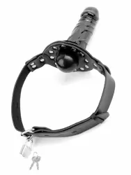 Кляп с фаллоимитатором Deluxe Ball Gag with Dildo, 13 см, черный