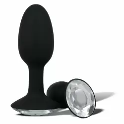 Ювелирная анальная пробка с кристаллом в основании Crystal Amulet Small маленькая  – черный