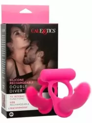 Перезаряжаемое эрекционное виброкольцо California Exotic Novelties Double Diver, для двойного проникновения, 12 режимов, силикон