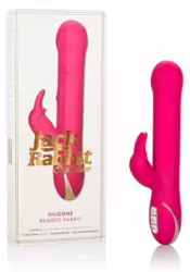 Прямой вибратор-кролик Calexotics Jack Rabbit Signature Silicone Beaded Rabbit, с утолщённой головкой, 14 см, розовый