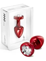 Металлический анальный плаг Anni Clover T1 с кристаллом в форме клевера – красный