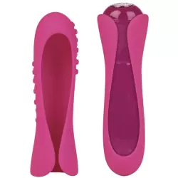 Дизайнерский мини массажер с двумя насадками Io - Pink