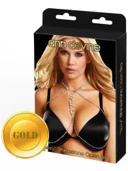 Украшение для груди Ann Devine - Sexy Rhinestone Open Bra – золотой
