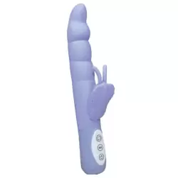 Вибратор двойного действия с ротацией Smile Fancy - голубой