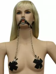 Кляп с зажимами для сосков Fetish Fantasy