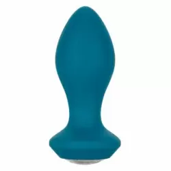 Анальная вибропробка Power Gem Vibrating Petite Crystal Probe, с белым кристаллом, 9,5 см, голубая