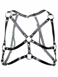 Портупея Pecado BDSM, «Соблазн» с кольцами, натуральная кожа, черная