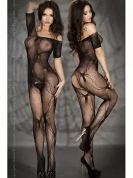 Черный кэтсьюит Chilirose с оригинальным рисунком – S/M