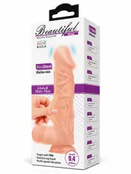 Реалистичный фаллоимитатор Baile, 24 см, ТПР, с проводным пультом, телесный