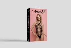 Черный боди с цветочным принтом в сетку и перекрестными бретельками (S/L)