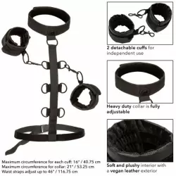 Бондаж нательный с ошейником и наручами «Collar Body Restraint»