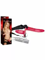 Реалистичный двойной страпон Orion, анально вагинальный, с проводным пультом, ПВХ, малиновый