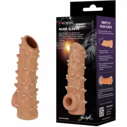 Реалистичная насадка на член с шипами, с подхватом мошонки, с открытой головкой, размер S