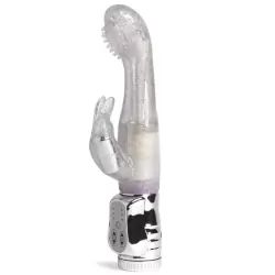 Высокотехнологичный вибромассажер Rotating G-Spot Rabbit с клиторальным стимулятором – прозрачный