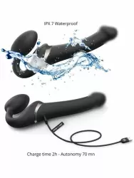 Анатомический страпон Strap-On-Me Multi Orgasm с 3 моторами, безремневой, размер L, черный