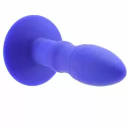Компактная анальная вибропробка Eclipse, с ротацией, 14 см, силикон, синий 