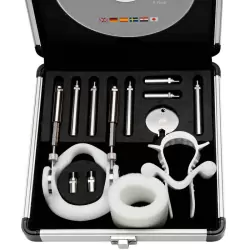 Набор для увеличения пениса Jes-Extender Titanium в алюминиевом кейсе – серебристый с белым