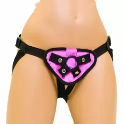 Плюшевые трусики для страпона Pink Velvet Strap-on Harness – розовый с черным