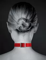 Элегантный чокер Concorde COLLIER FETISH ROUGE, с металлическим кольцом, 41 см, черный