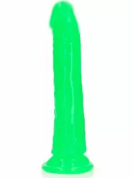 Реалистичный фаллоимитатор Glow In The Dark Dildo Realrock, люминисцентный, 20 см, зелёный